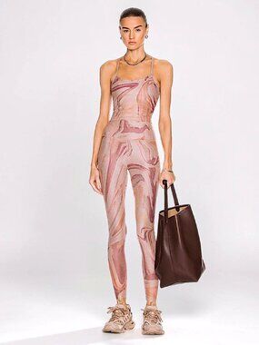 Beyond Yoga set soft mark racerback tank & high waisted leggings Chai Marble M/L